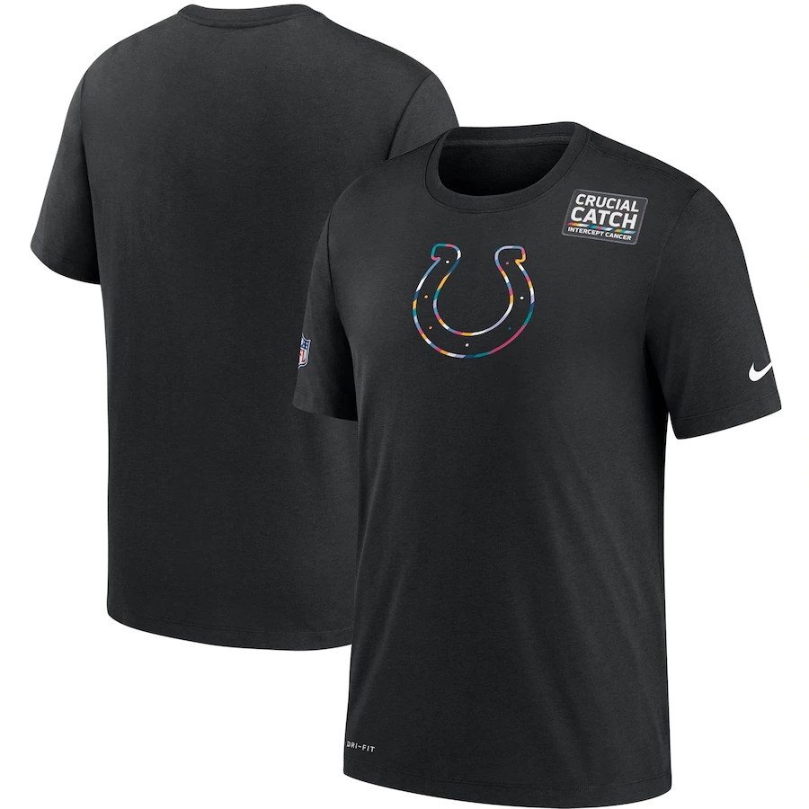 Men's Indianapolis Colts Black Sideline Crucial Catch Performance T-Shirt 2020